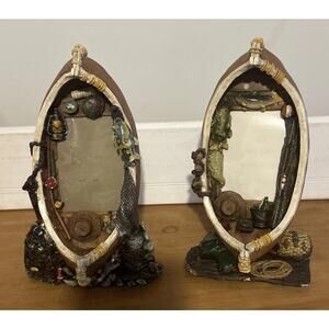 2 Picture Frames Vintage Resin Picture Frame Shape Fishing Boat Detail Fishing
